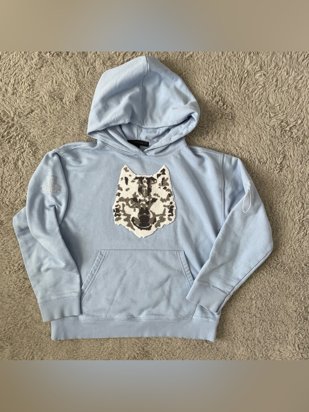 Greyson Youth Hoodie Wolf Light Blue Sweatshirt Large Cotton Logo The Broadmoor